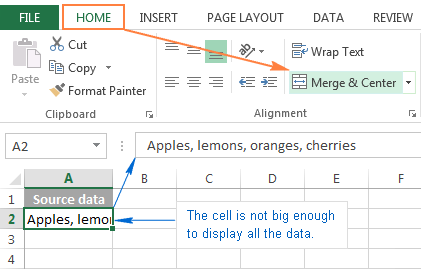 how do you merge cells in excel 2013